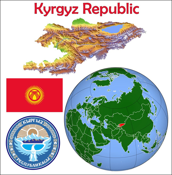 Κιργιζία χάρτη της περιοχής - Διάνυσμα, εικόνα
