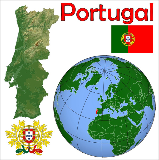 Πορτογαλία στην υδρόγειο χάρτη - Διάνυσμα, εικόνα