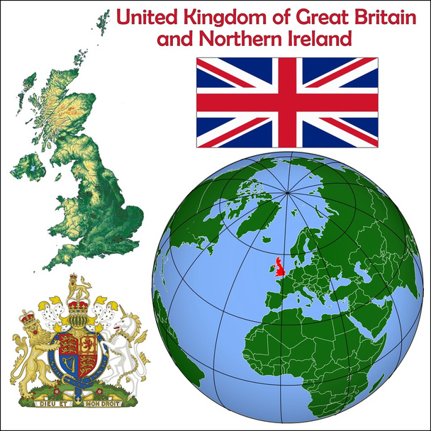 Reino Unido globo ubicación
 - Vector, Imagen