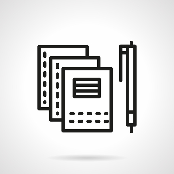 Copybooks and pen black line vector icon. - Διάνυσμα, εικόνα