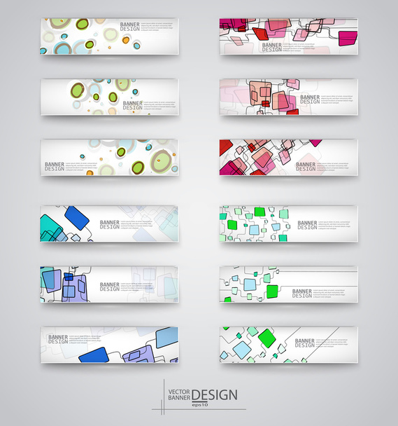 Set of Banners with Multicolored Polygonal Mosaic Backgrounds - Vetor, Imagem