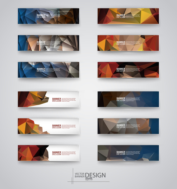 Color banners set with polygonal abstract shapes - Vector, afbeelding