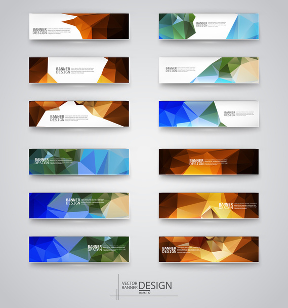 Set de Banners con Mosaico Poligonal Multicolor
 - Vector, Imagen