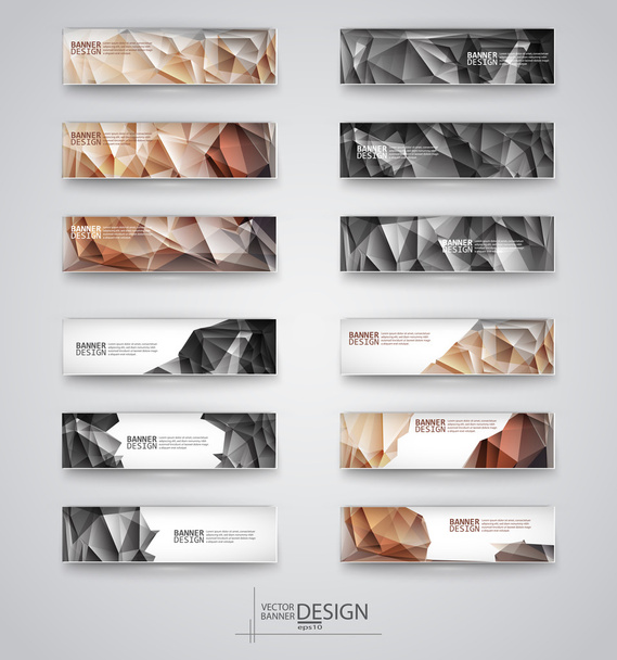 Color banners set with polygonal abstract shapes - Vektör, Görsel