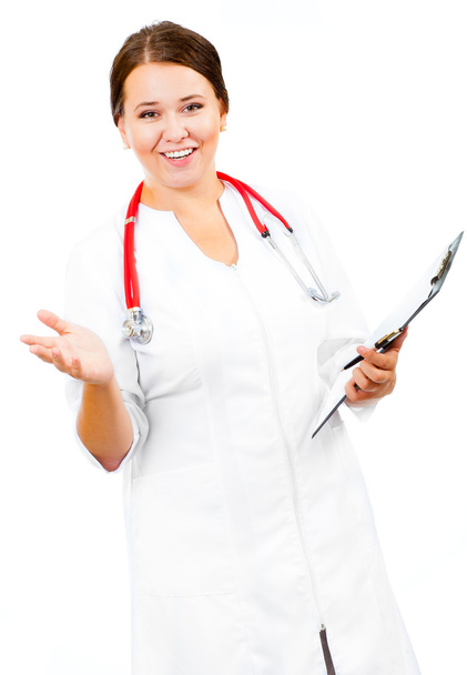 Жінка лікар вітаючи
 - Фото, зображення