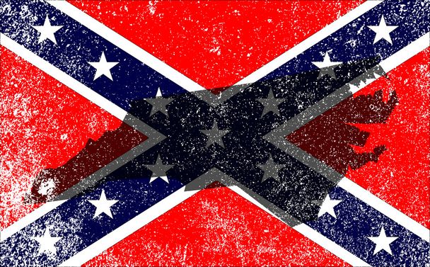 Bandiera della Guerra Civile Ribelle Con Mappa North Carolina
 - Vettoriali, immagini