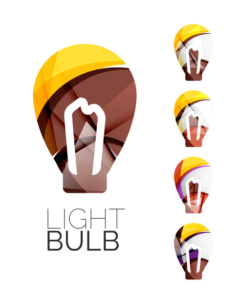Set of abstract light bulb icons, business logotype idea concepts, clean modern geometric design - Vector, Image