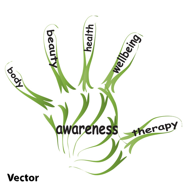 hand afdrukken gezondheid concepttekst - Vector, afbeelding