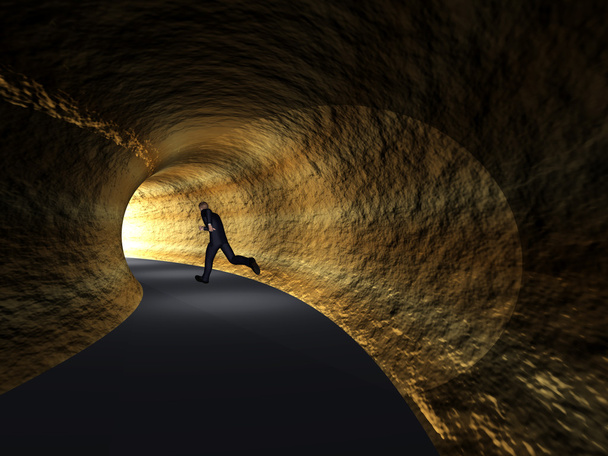business man, dark road tunnel - Photo, Image
