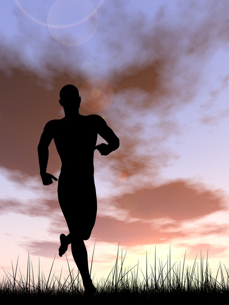 junger Mann schwarze Silhouette läuft - Foto, Bild