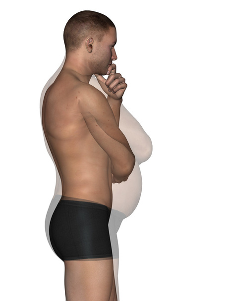 sobrepeso vs magro ajuste dieta homem
 - Foto, Imagem
