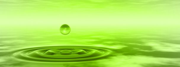 緑の液滴落下 - 写真・画像