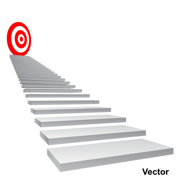 red target on stair for success - Vector, Image
