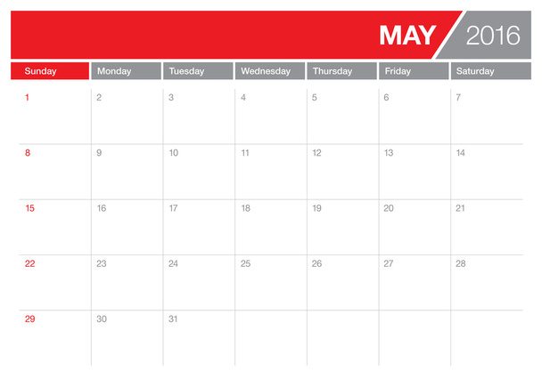 2016 table calendar- May - Vector, Image