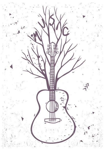 gitara drzewo - Wektor, obraz