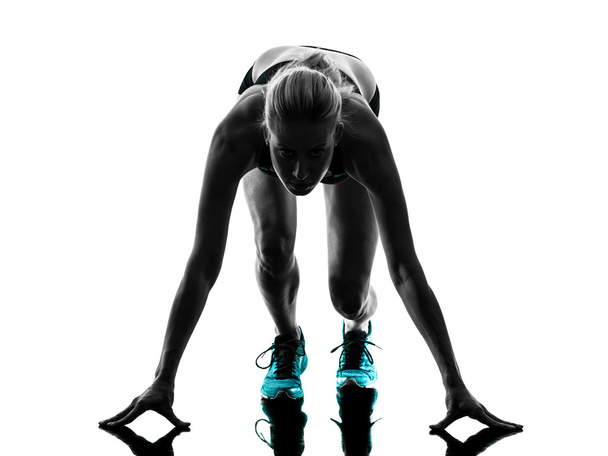 woman runner running jogger jogging silhouette - Foto, Imagem