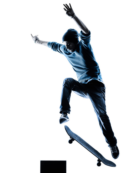 man skateboarder skateboarding silhouette - Photo, Image