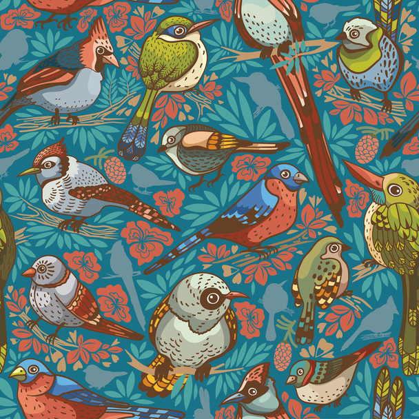 Seamless pattern with birds. - ベクター画像