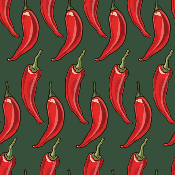 Seamless chili pepper background. - Vector, Image