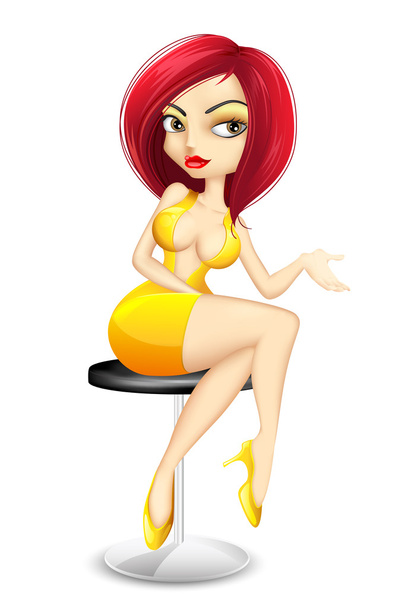 Sexy Lady sitting in stool - Vector, Image