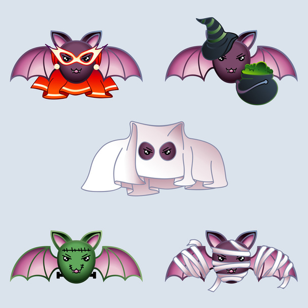 Pipistrelli del fumetto in costumi di Halloween
 - Vettoriali, immagini