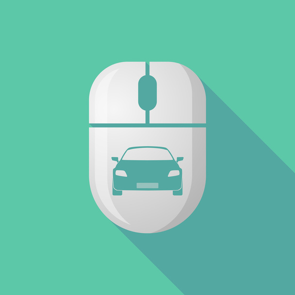 Wireless long shadow mouse icon with a car - Vector, Image
