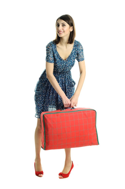 Woman with red bag - Фото, изображение
