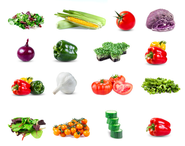 Набор овощей изолирован на белом фоне
 - Фото, изображение
