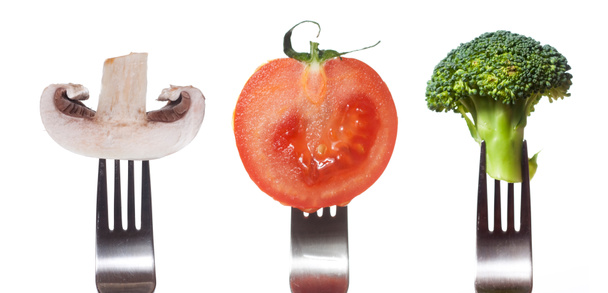 Verduras en la colección de tenedores, concepto de dieta
 - Foto, Imagen
