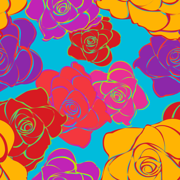Seamless Bright Roses Pattern - Vektor, obrázek