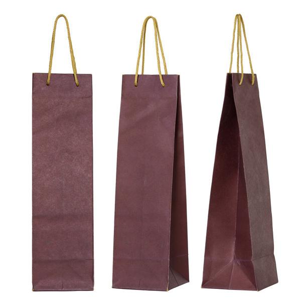 red paper bag for wine bottles isolated on white - Photo, Image