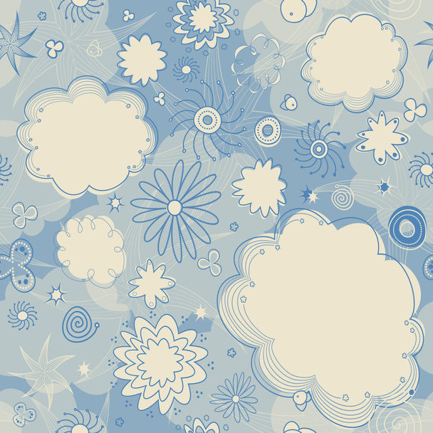 Seamless Stars and Clouds Pattern - Vector, Image