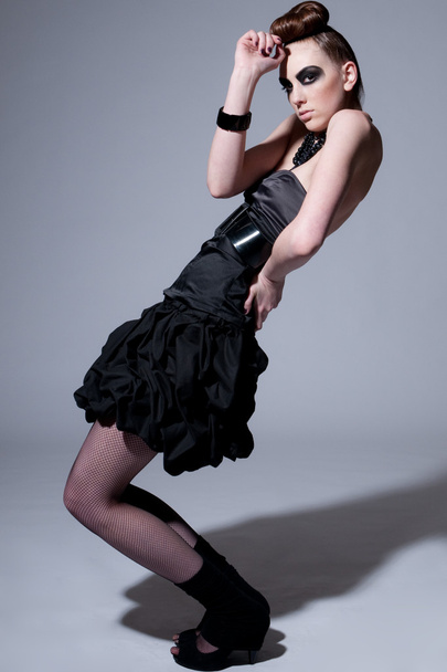 Beautiful fashion model with black make-up - Zdjęcie, obraz