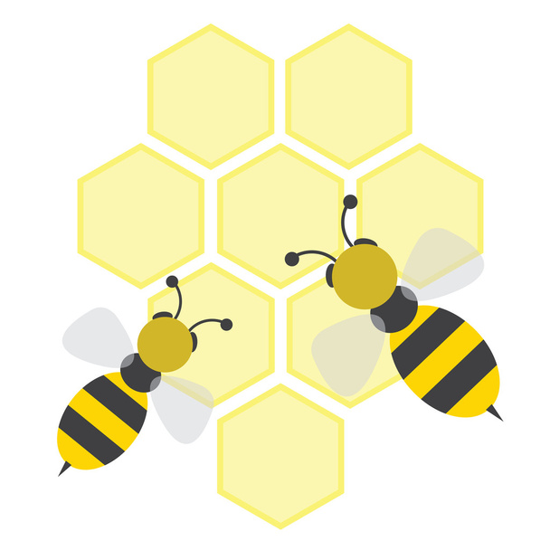 Bees on honeycells - Vector, Image