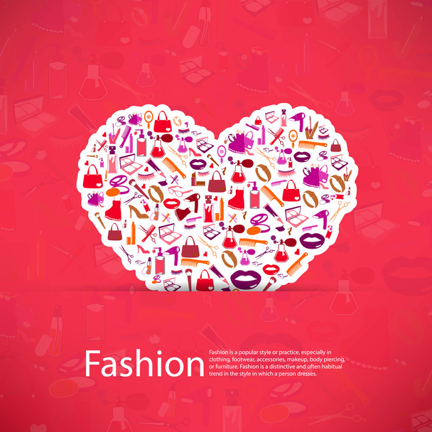 Fashion and Cosmetic, make up and beauty icons and background re - Vector, Image