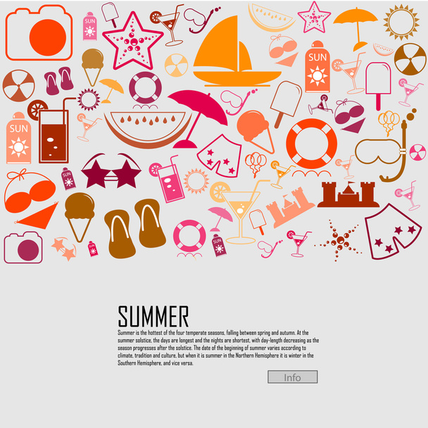 Ícones de verão com fundo branco - silhueta vetorial ilustrat
 - Vetor, Imagem