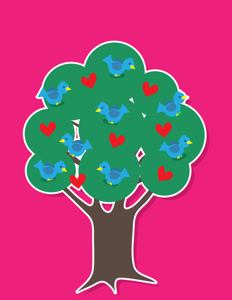Птицы на дереве
 - Вектор,изображение