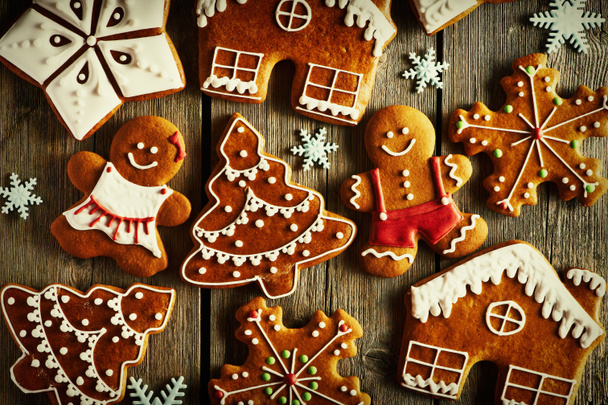 Christmas homemade gingerbread cookies - Photo, Image