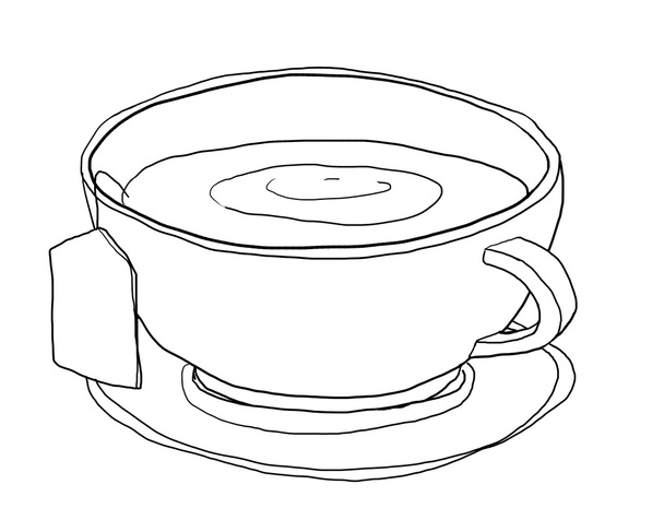 Taza de té linda línea de arte arte ilustración
 - Foto, Imagen