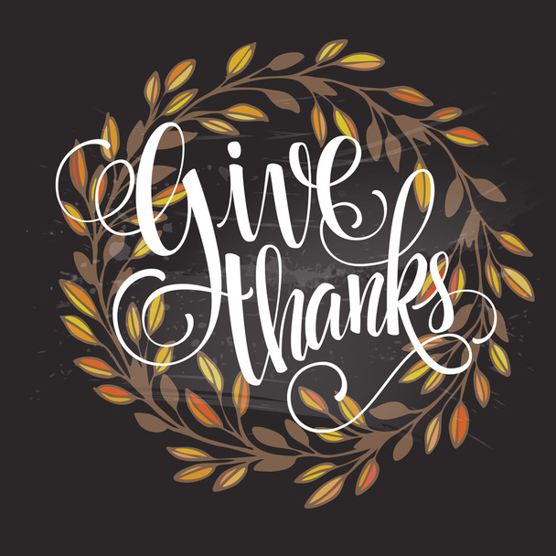 Carte pour le jour de Thanksgiving sur le tableau noir avec un design floral. Illustration vectorielle
 - Vecteur, image
