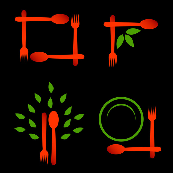 Set of logos for organic cuisine - Vettoriali, immagini