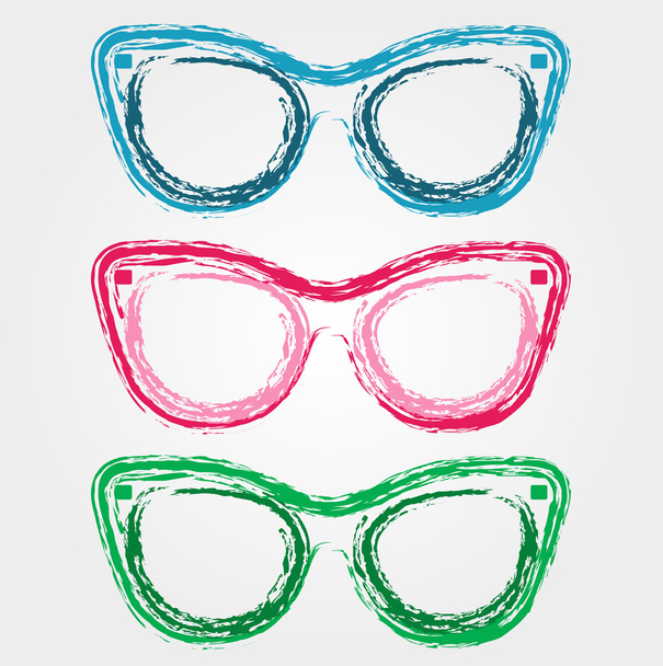 Colorful sunglasses sketched with crayon - Vector, Image