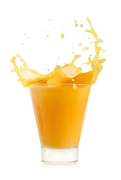 Сплеск апельсинового соку ізольований на білому тлі
 - Фото, зображення