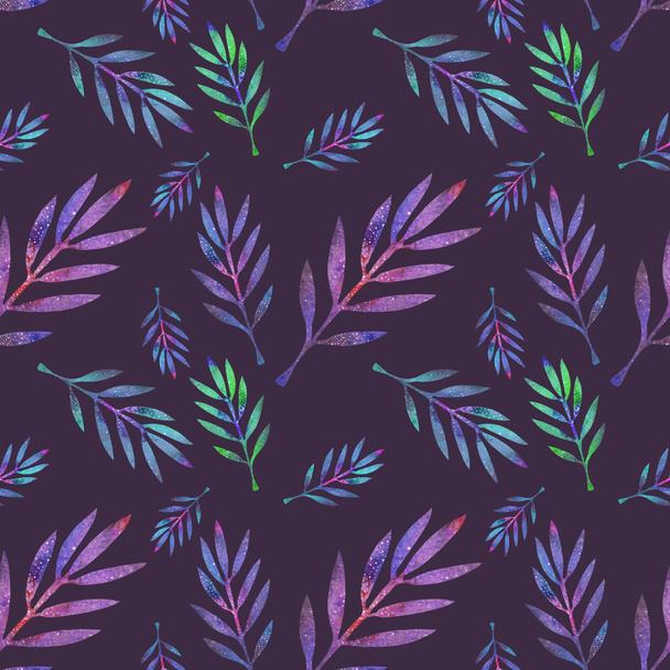 Branch. Seamless pattern with cosmic or galaxy plants. Hand-drawn original floral background. - Foto, Imagem