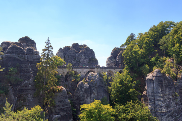 Bastei bridge on rocks in Rathen, Saxon Switzerland - Photo, Image