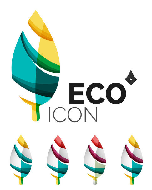 Set di icone astratte della foglia ecologica, concetti di natura logotipo aziendale, design geometrico moderno pulito
 - Vettoriali, immagini