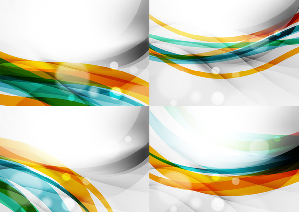 Conjunto de fondos abstractos. Curva líneas de onda con efectos de luz y sombra
 - Vector, Imagen