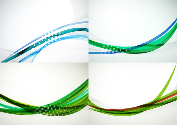 Set of abstract backgrounds. Elegant colorful decorated lines and waves with copyspace for your message - Vector, Imagen