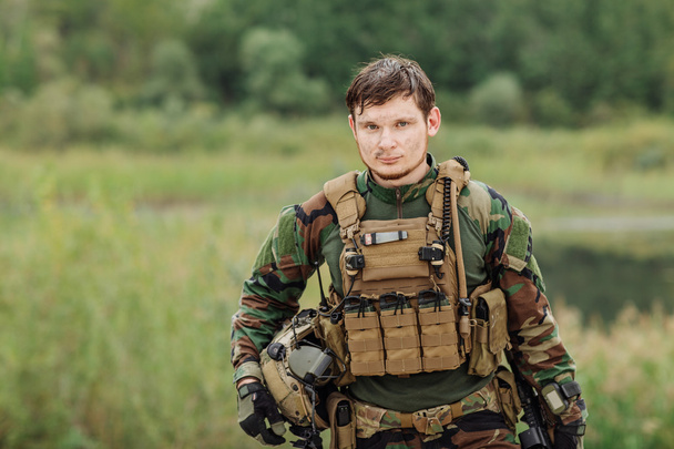 portrait of the special forces ranger on battlefield - Zdjęcie, obraz