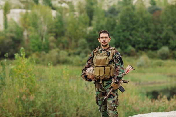 portrait of the special forces ranger on battlefield - Photo, Image
